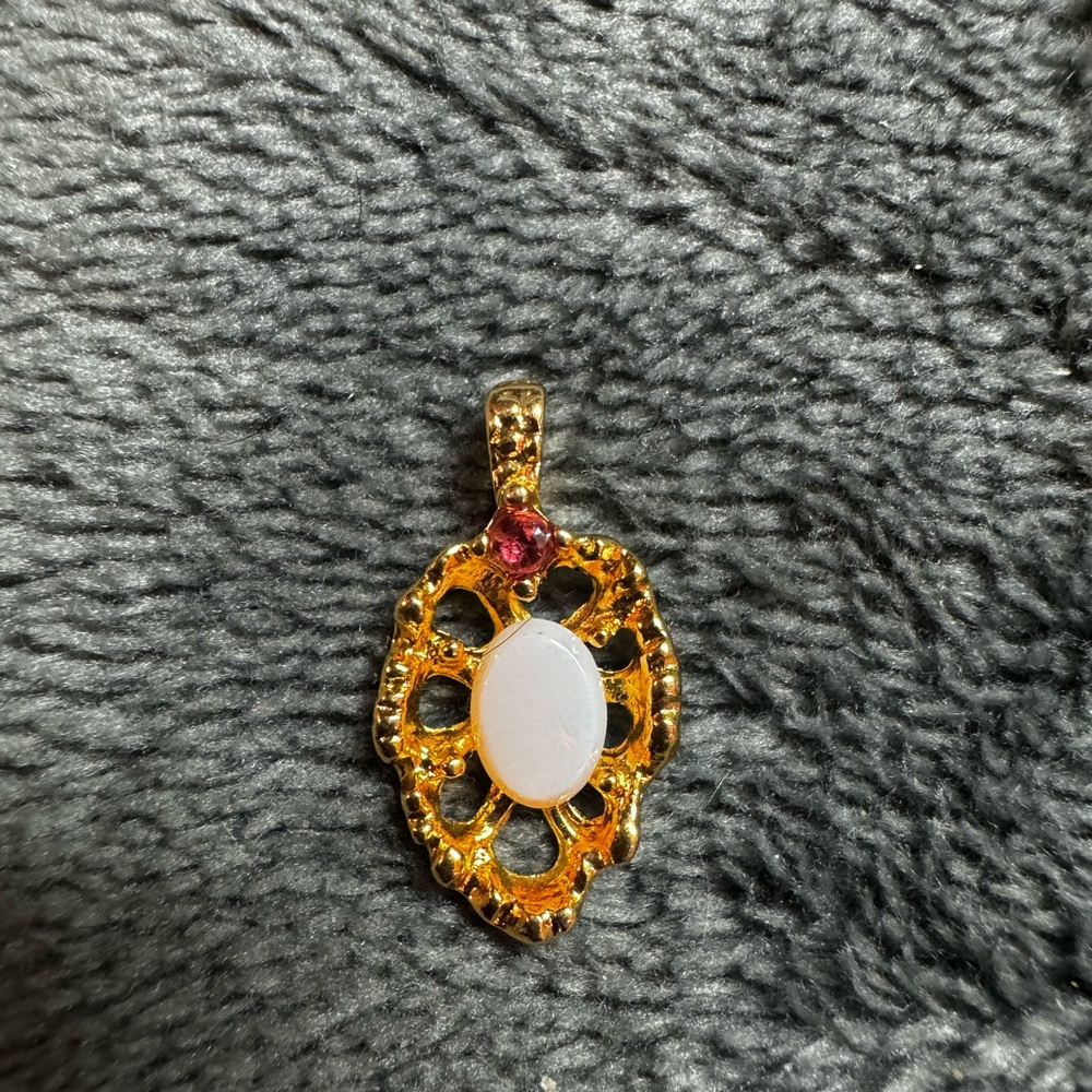 Vintage Van Doran Ruby and Opal Pendant